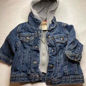 Arizona Jean Company Blue Denim Jacket with Gray Hood